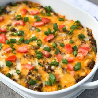 Cheesy Keto Taco Casserole - Curbing Carbs