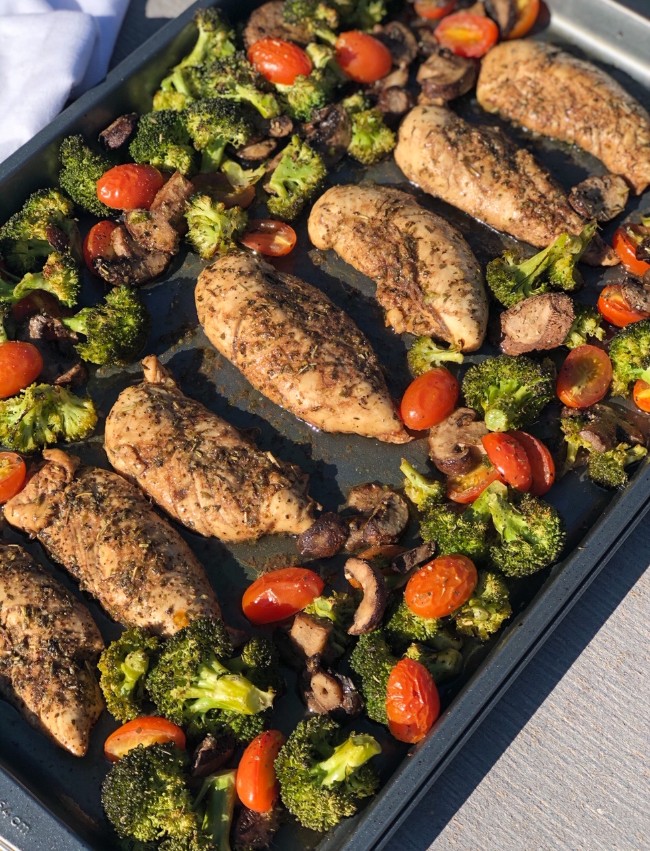 sheet pan balsamic chicken and veggies