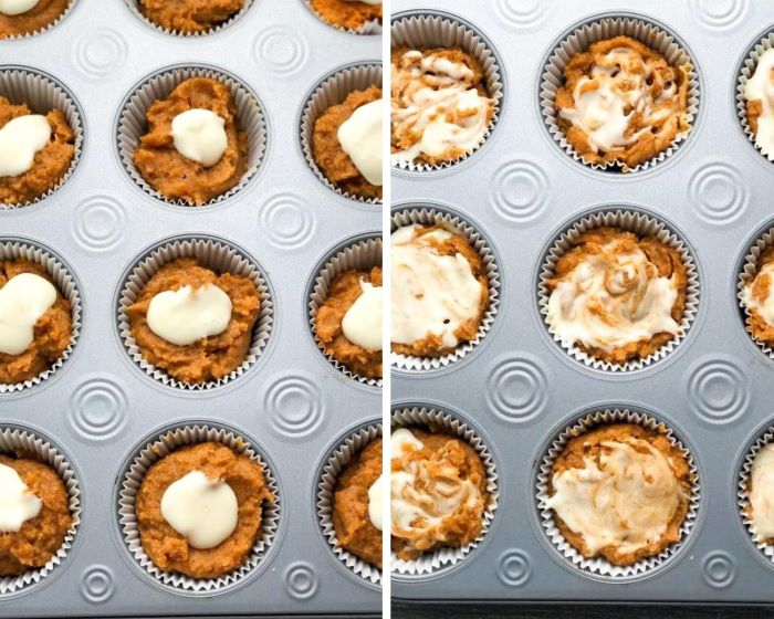 pumpkin muffin batter in cupcake pan