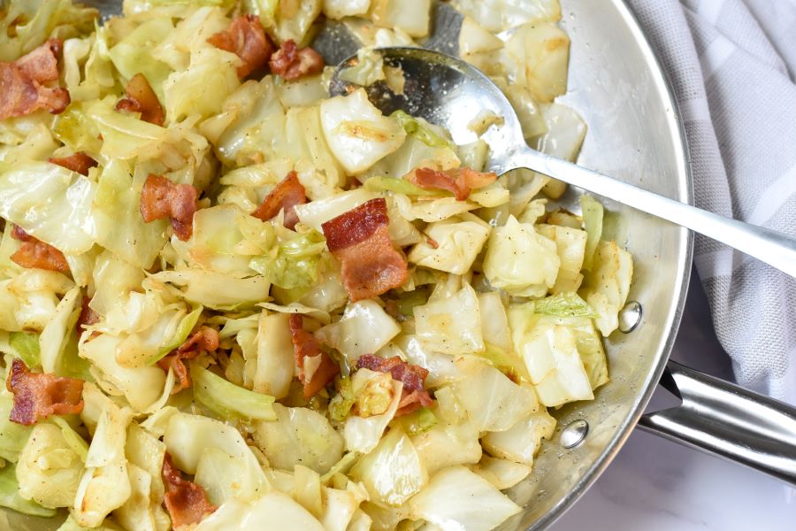 fried cabbage with bacon