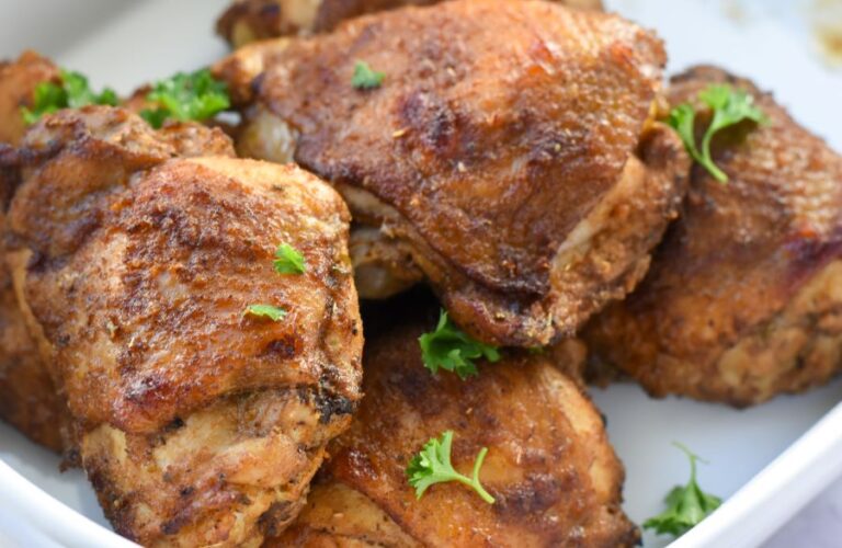 Best Oven Baked Chicken Thighs - Curbing Carbs