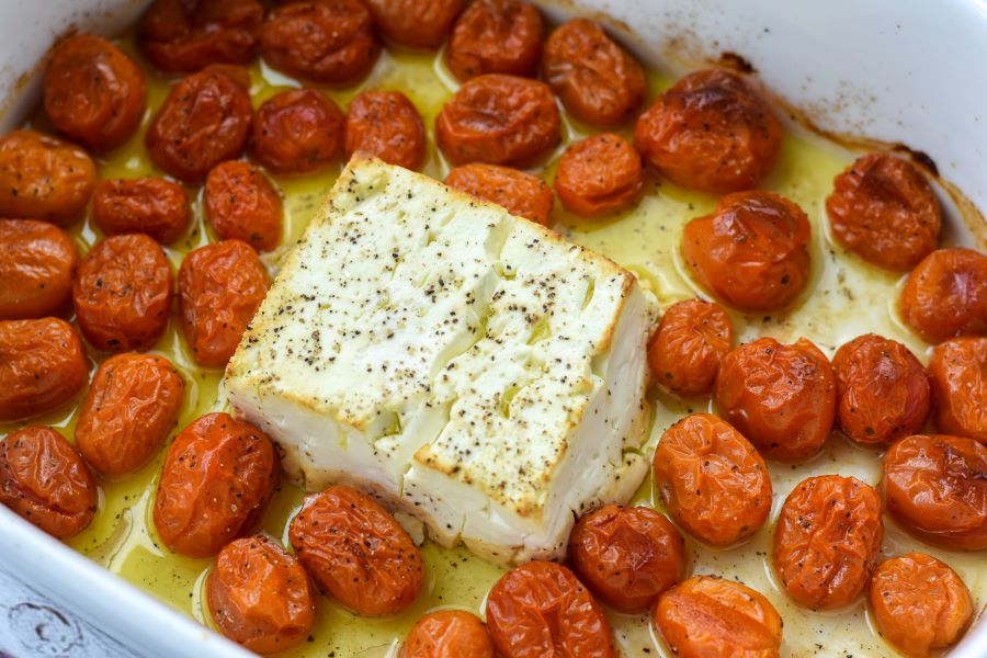 baked feta and tomatoes