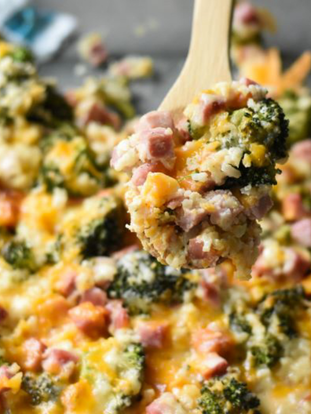 Ham Casserole With Broccoli And Cauliflower Rice - Curbing Carbs