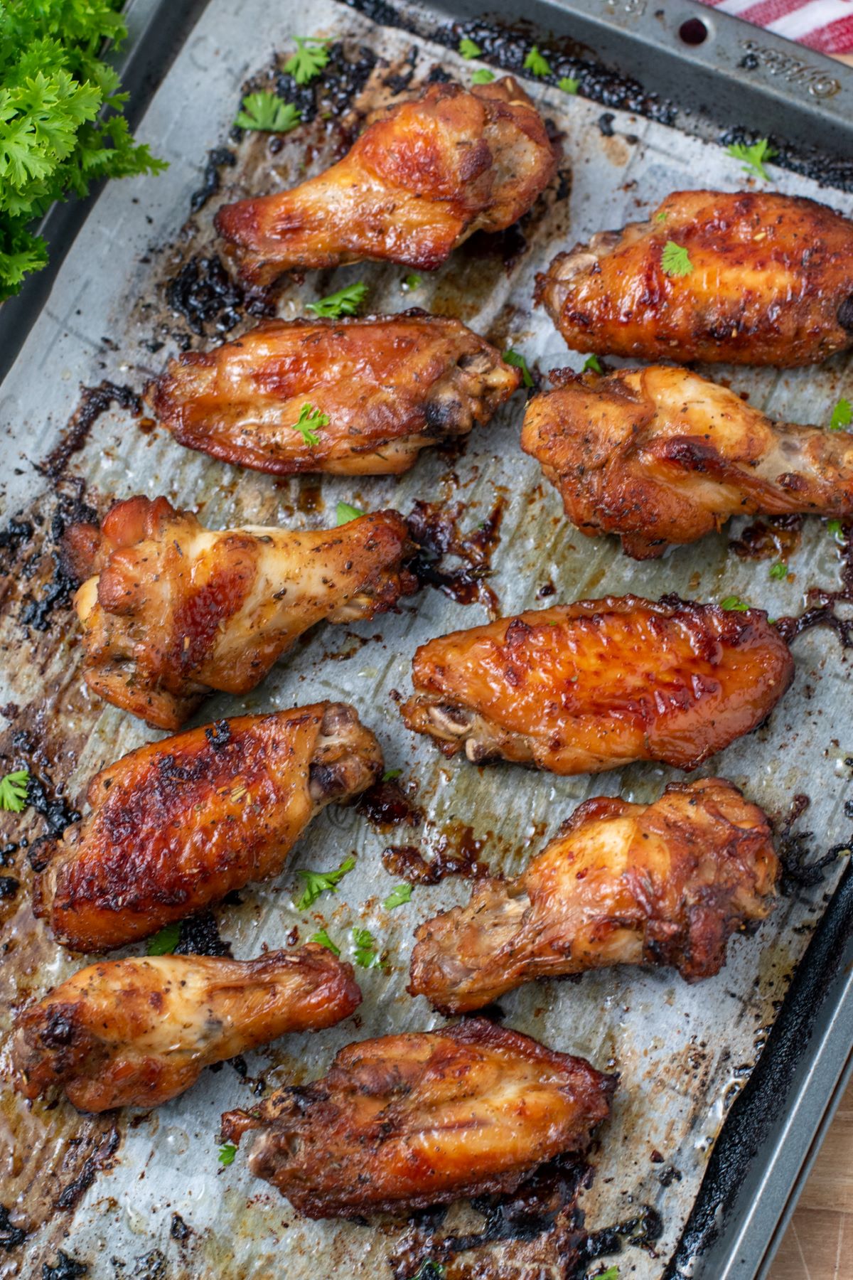 marinated chicken wings on sheet pan